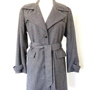 BANANA REPUBLIC Wool Blend Gray Tweed Belted Coat - Size Medium